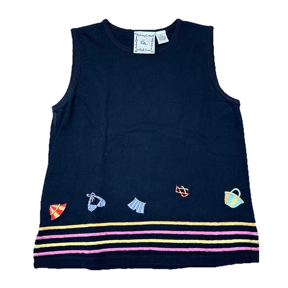 Michael Simon Tops - Michael Simon Lite Black Striped‎ Tank Top Beach Vacation Vintage 90's Women's S